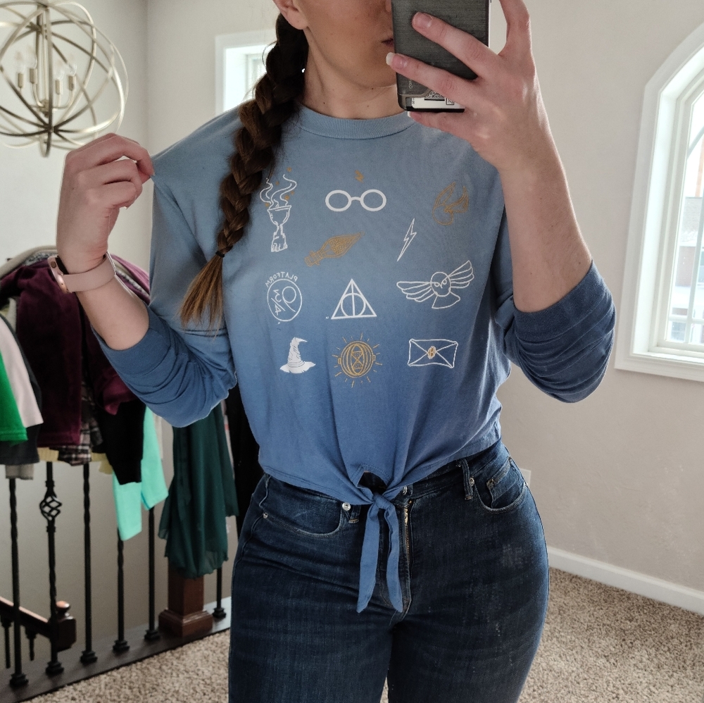 Harry Potter Long Sleeve Tied Crop Top